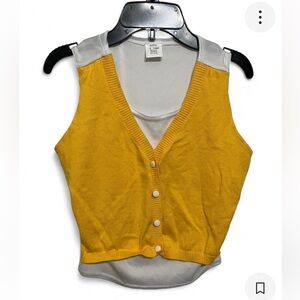 Vibrant Yellow Button-Up Tank Top